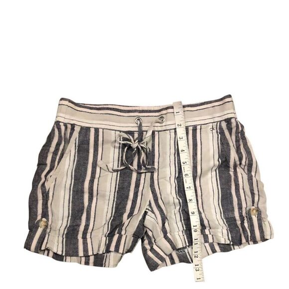 Calvin Klein striped linen blend elastic waist side pockets shorts size 2 - Picture 7 of 10